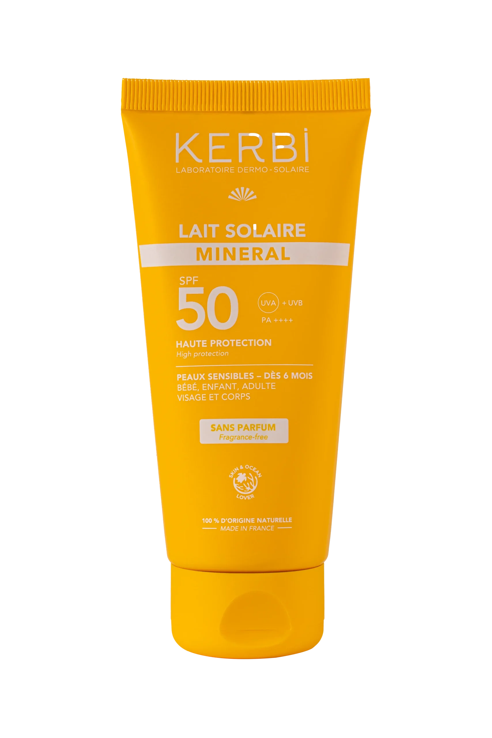 Lait solaire minéral SPF 50 – Sans parfum – 50g